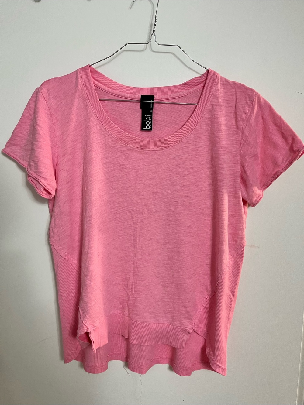 bobi Pink Short Sleeve Slub Tee Top